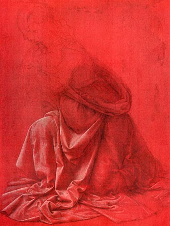 Study of the Drapery of a woman kneeling to the left